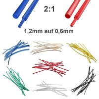 Schrumpfschlauch 1,2 / 0,6 mm 2:1 Set 7 Farben je 1 Meter ideal für Kabel LED