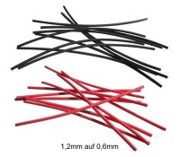 Schrumpfschlauch rot schwarz 1,2 / 0,6 mm 2:1 für dünne Kabel LED 2 Meter A2137