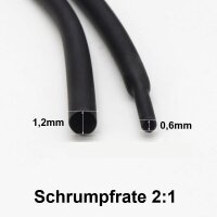 Schrumpfschlauch rot schwarz 1,2 / 0,6 mm 2:1 ideal für dünne Kabel LED 2 Meter