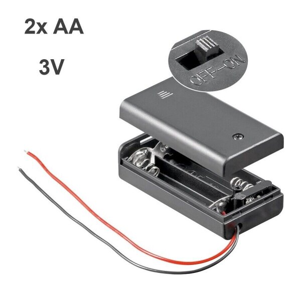 Batteriehalter 2x 3x 4x AA Mignon 3x AAA Micro mit Schalter Gehäuse geschlossen für 2x AA (3V)