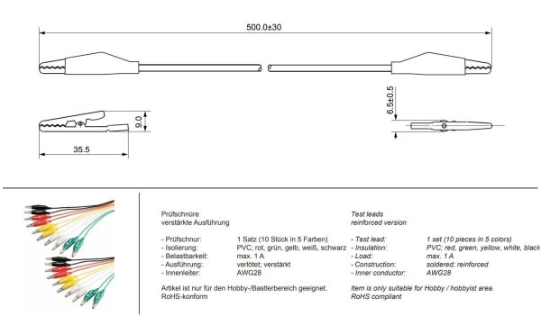 Multimeter Kabel Krokodilklemmen Für Prüfkabel - Mit 4mm Bananenstecker, Ideal Für Messleitungen Und Testkabel Krokodilklemme 4mm Bananenstecker Prüfkabel Zubehör