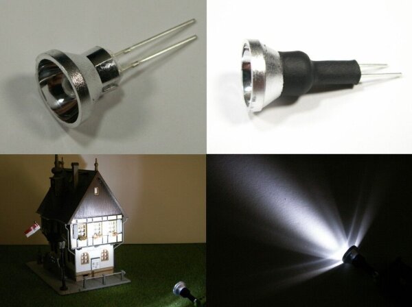 Flutlichtstrahler Fassadenstrahler Scheinwerfer LED weiß H0 RC Set 4 Stück S063