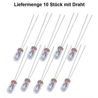 Mini Glühlämpchen 3mm Glühbirne Glühlampe 14-16V mit Kabel oder Draht Modellbahn