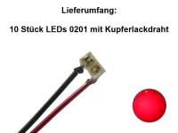 SMD LED 0201 mit Kabel angelötet Kupferlackdraht Draht mini micro LEDs 10 Stück