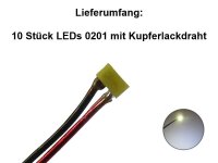 SMD LED 0201 mit Kabel angelötet Kupferlackdraht Draht mini micro LEDs 10 Stück