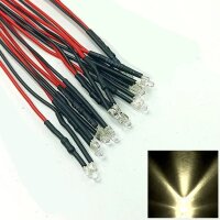 LED 2mm warmweiß klar kurz mit Kabel Litze 12-19V...