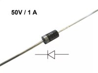 Gleichrichter Dioden 1N4001 50V 1A DO-41 THT Silizium Universaldiode LED an AC