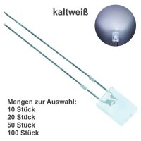 LED 2x5mm rechteckig warmweiß kalt weiß flach klar 2x5x7mm LEDs 10 20 50 100 Stk