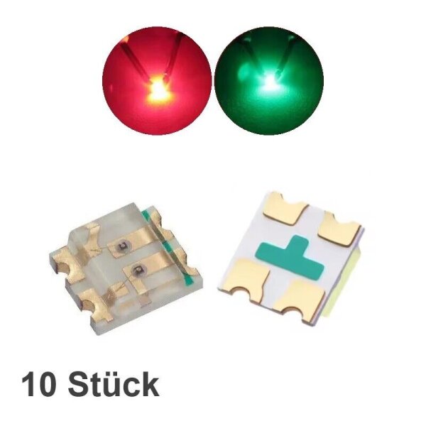 Duo bicolor LED 0606 und tricolor RGB RGY Multicolor einzeln steuerbar SMD LEDs Rot / Grün (echtgrün)