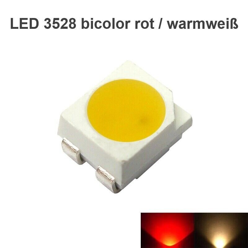 50 SMD LED PLCC-2 3528 Bicolor Rot/blau – Superhelle Mini-LEDs Für Modellbau & Elektronik