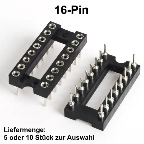 IC Sockel Fassung Präzisionsfassung DIP DIL 6 8 14 16 18 20 24 28 pol. runde PIN 16-polig 5 Stück