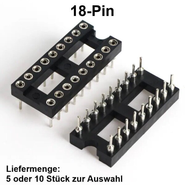 IC Sockel Fassung Präzisionsfassung DIP DIL 6 8 14 16 18 20 24 28 pol. runde PIN 18-polig 10 Stück
