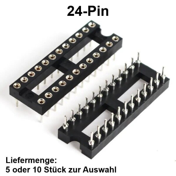 IC Sockel Fassung Präzisionsfassung DIP DIL 6 8 14 16 18 20 24 28 pol. runde PIN 24-polig 5 Stück