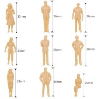 Figuren Spur 0 Reisende Passanten stehend sitzend unbemalt 1:48 Set 50 Stück F21