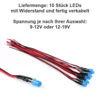 LED 5mm 9V 12V 14V 16V 19V Kabel Widerstand fertig angelötet verkabelt 10 Stück