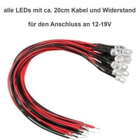 LED 5mm 12V 14V 16V 19V Kabel Widerstand fertig...