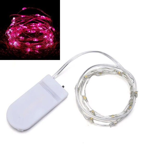 Draht Lichterkette Weihnachten Batterie Deko Party Mini Micro 10 20 30 50 LED Pink 5 m