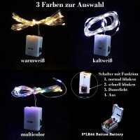 Draht Lichterkette Weihnachten Batterie Deko Party Mini Micro 10 20 30 LED