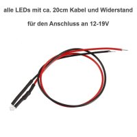 LED 1,8mm 12V 14V 16V 19V Kabel Widerstand fertig angelötet verkabelt 10 Stück