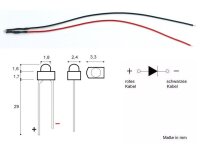 LED 1,8mm 12V 14V 16V 19V Kabel Widerstand fertig angelötet verkabelt 10 Stück