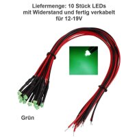 LED 1,8mm 12V 14V 16V 19V Kabel Widerstand fertig angelötet verkabelt 10 Stück