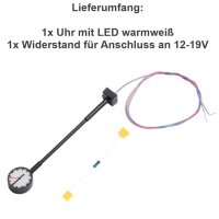 H0 Bahnhofsuhr Uhr mit LED Beleuchtung Höhe 6cm beleuchtet für Bahnhof S436