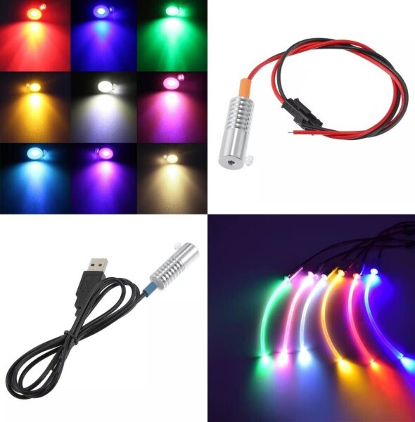 Lichtwellenleiter Lichtleiter LED Adapter 1W 12V 5V USB Kabel für Glasfaserkabel