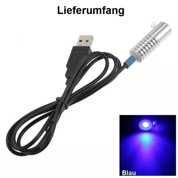 Lichtwellenleiter Lichtleiter LED Adapter 1W 12V 5V USB Kabel für Glasfaserkabel 5V USB blau