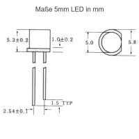 LED 5mm Zylinder Flachkopf LEDs zylindrisch flach Flat Top 10 20 50 100 Stück