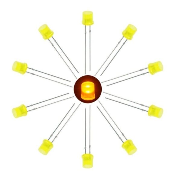 LED 5mm Zylinder Flachkopf LEDs zylindrisch flach Flat Top 10 20 50 100 Stück Gelb 10 Stück