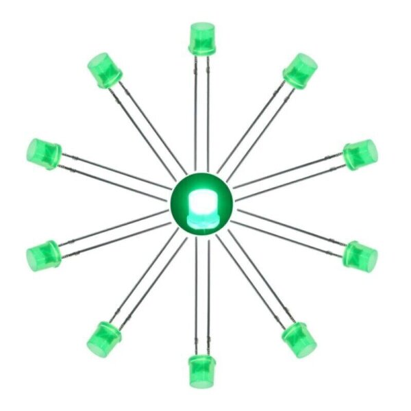 LED 5mm Zylinder Flachkopf LEDs zylindrisch flach Flat Top 10 20 50 100 Stück Grün 20 Stück