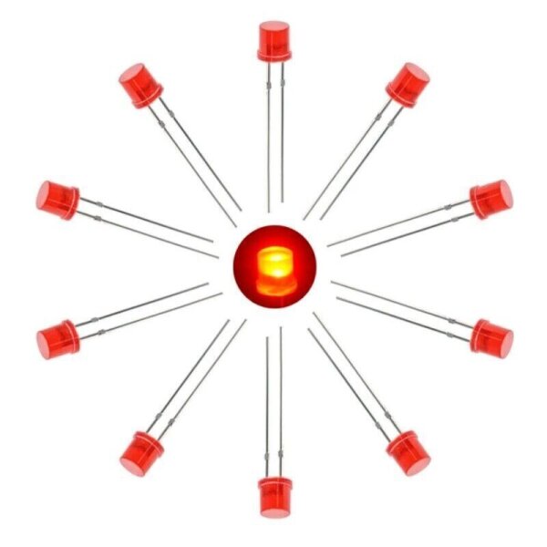 LED 5mm Zylinder Flachkopf LEDs zylindrisch flach Flat Top 10 20 50 100 Stück Rot 10 Stück