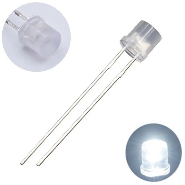 LED 5mm Zylinder Flachkopf LEDs zylindrisch flach Flat Top 10 20 50 100 Stück Kaltweiß diffus 10 Stück