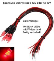 LED 2mm Tower 9V 12V 14V 16V 19V Kabel Widerstand...