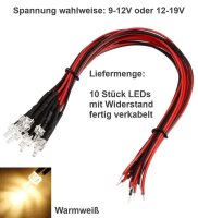 LED 2mm Tower 9V 12V 14V 16V 19V Kabel Widerstand...