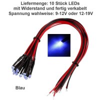 LED 1,8mm 9V 12V 14V 16V 19V Kabel Widerstand...
