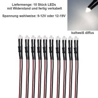 LED 1,8mm 9V 12V 14V 16V 19V Kabel Widerstand...