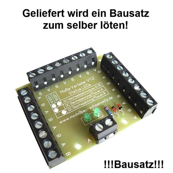 Stromverteiler Verteiler Modellbahn AC DC analog digital Status LEDs Montageset Stromverteiler 24-fach Bausatz