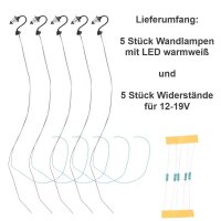 LED Wandlampen H0 Wandleuchten Laterne Leuchte Straßenlampen Häuser 5 Stück S855