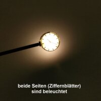 H0 Bahnhofsuhr Uhr mit LED Beleuchtung Höhe 3 - 5cm beleuchtet für Bahnhof S862