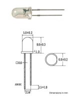 LED 5mm kalt weiß klar 20000mcd LEDs Diode Rund 10 50 100 Stück zur Auswahl W322