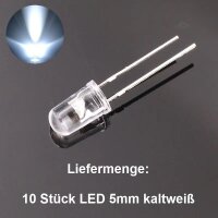 LED 5mm kalt weiß klar 20000mcd LEDs Diode Rund 10 50 100 Stück zur Auswahl W322