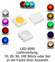 LED 3528 5050 SMD PLCC-2 PLCC-6 LEDs 10 20 50 100 Stück Set und 9 Farben AUSWAHL
