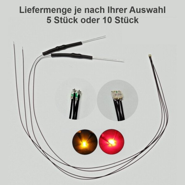 Umbauset Duo LED 0605 SMD mit Kabel Lichtwechsel Loks Triebwagen digital analog analog gelb / rot 10 Stück
