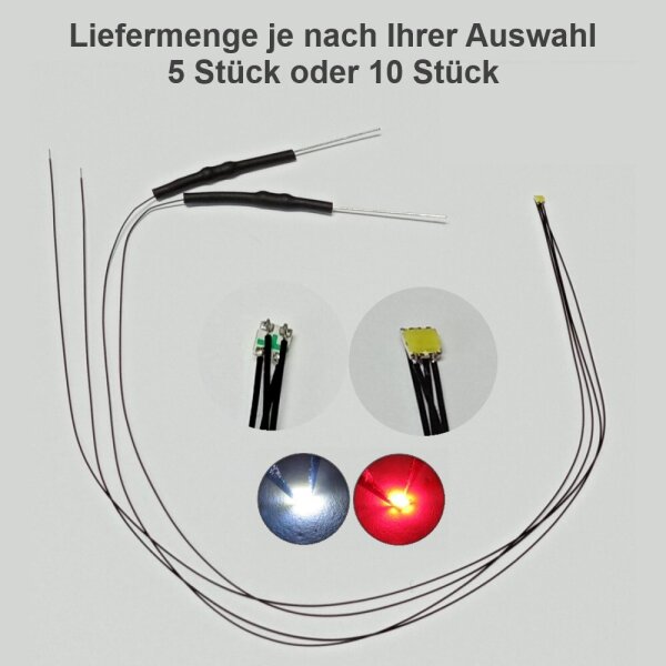 Umbauset Duo LED 0605 SMD mit Kabel Lichtwechsel Loks Triebwagen digital analog analog kaltweiß / rot 5 Stück