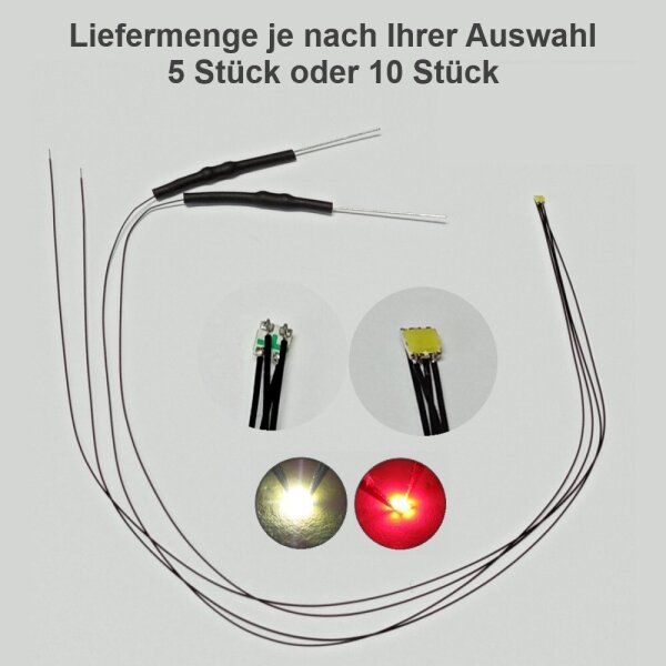 Umbauset Duo LED 0605 SMD mit Kabel Lichtwechsel Loks Triebwagen digital analog analog warmweiß / rot 10 Stück