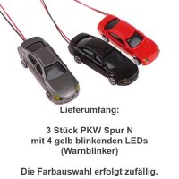 Autos PKW N beleuchtet mit 4 LED Warnblinkanlage Warnblinker 3 Stück PKWs