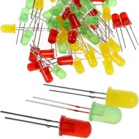 LED 5mm Set rot gelb grün diffus Sortiment LEDs 30 Stück Leuchtdioden S502