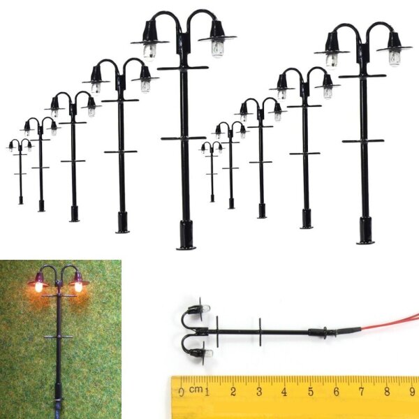 LED Straßenlampen H0 TT Parkleuchten 5,6cm Laterne Leuchte Set 10 Stück W54