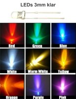 LED 3mm 5mm rund diffus farbig klar 10 20 50 100 Stück Set Sortiment zur Auswahl